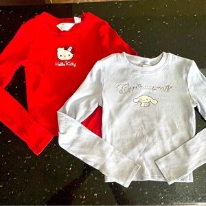 Set of Hello Kitty x H&M long Sleeve fitted ribbed girls tops